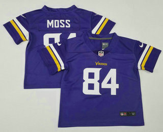 Toddlers Minnesota Vikings #84 Randy Moss Yellow With Patch Cool Base Stitched Baseball Jersey